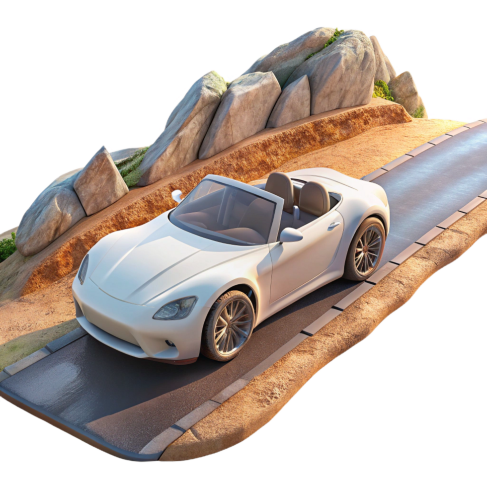 elegant creative White Roadster Coastal Highway Transparent Background Cutout authentic png