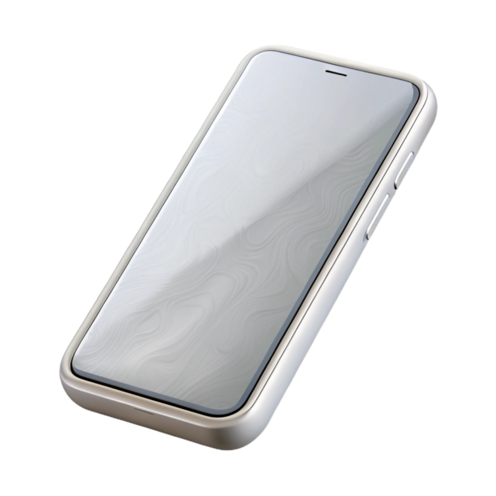impressive traditional White Smartphone Mockup Angled View Transparent Background high quality png
