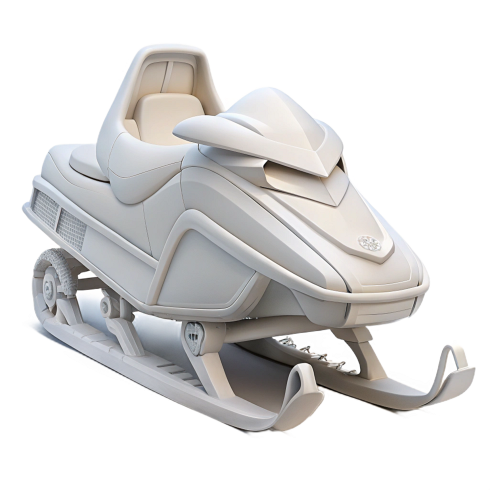 dramatic contemporary White Snowmobile Side View Isolated high quality png