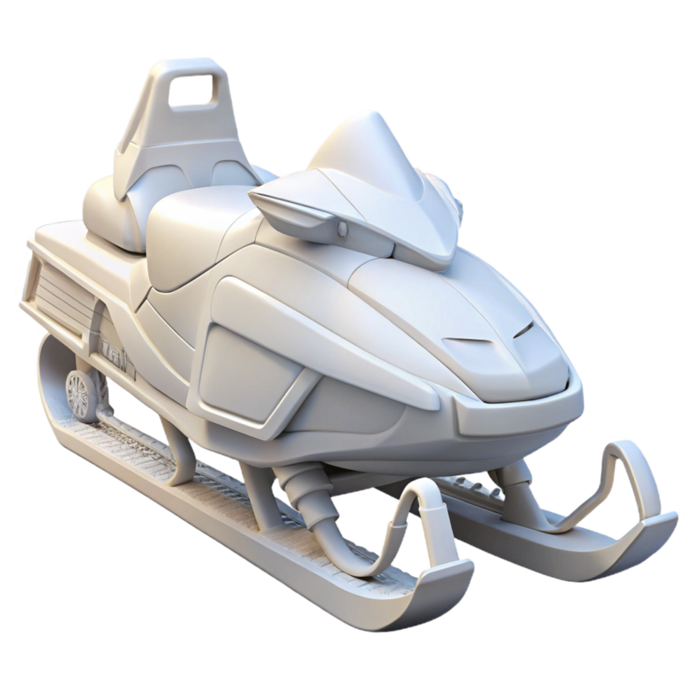 extraordinary minimalist White Snowmobile Side View Isolated professional png