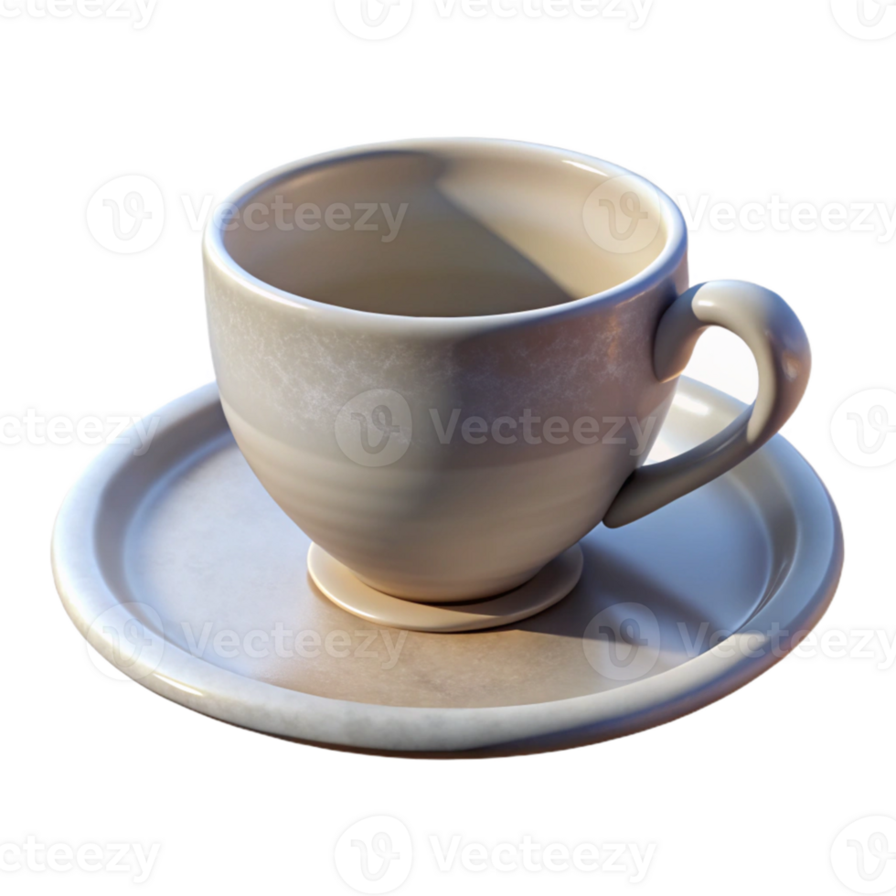 dramatic minimalist White Teacup with Saucer Transparent Background exclusive png