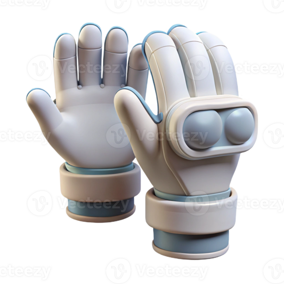 elegant classic White Vr Gloves Front View Isolated Element high resolution png