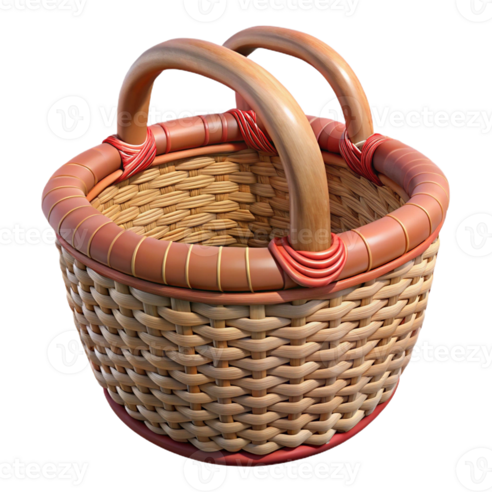 dramatic creative Wicker Basket with Handles Transparent Background detailed png