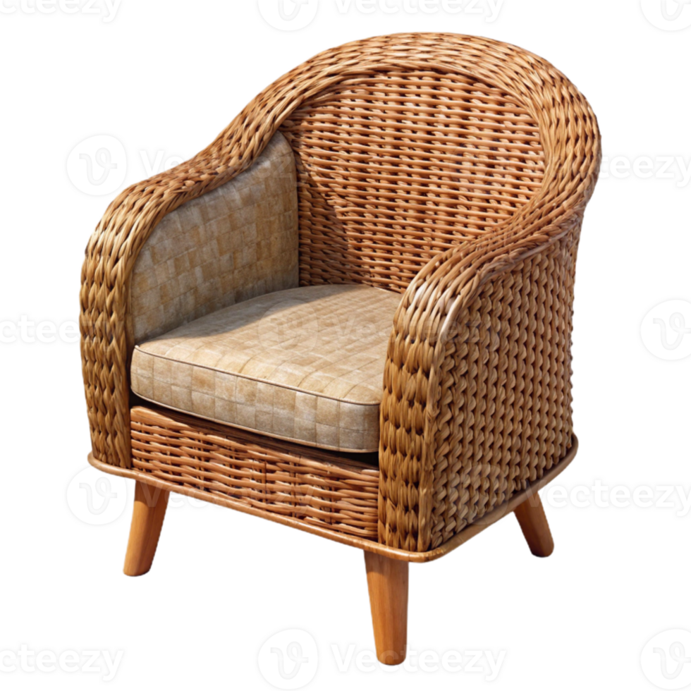serene minimalist Wicker Chair Front View Isolated with Woven Texture exclusive png
