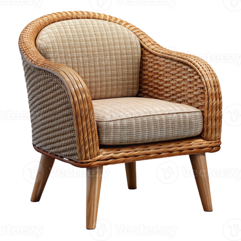 elegant vintage Wicker Chair Front View Isolated with Woven Texture high resolution png