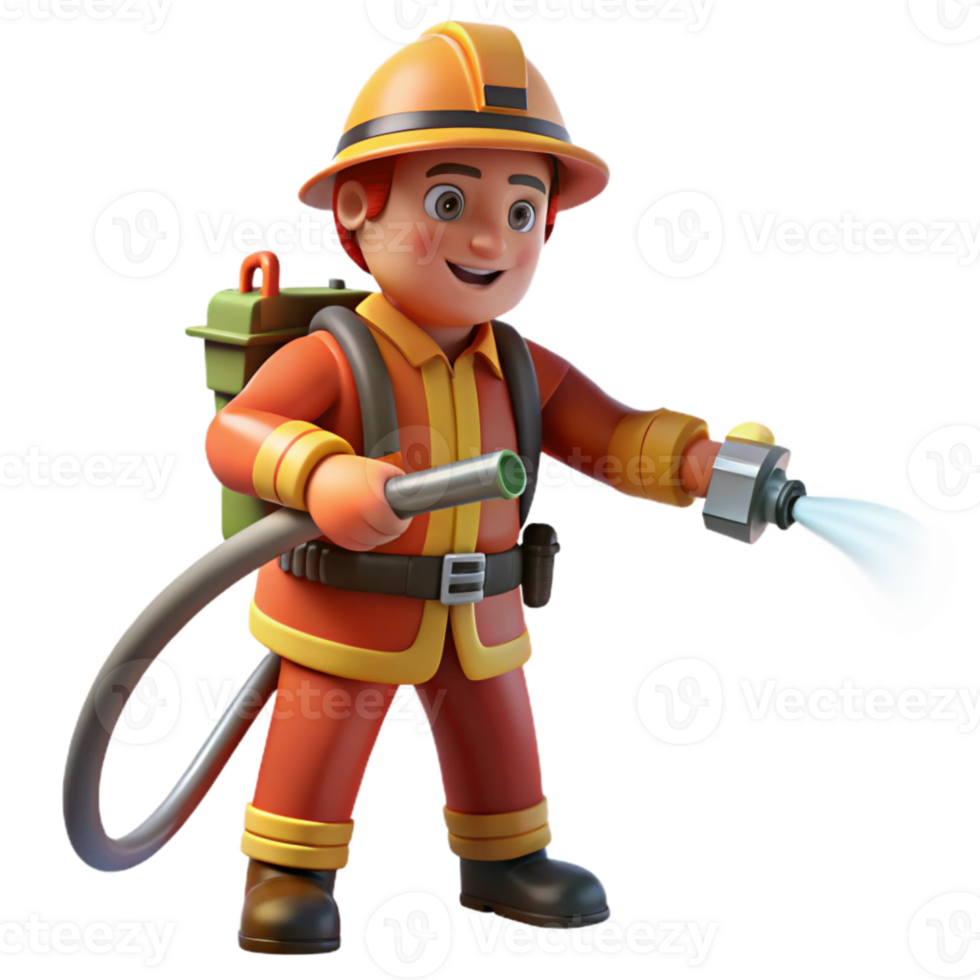 beautiful minimalist Wildfire Fighter Hose Spraying Water Transparent Background genuine png