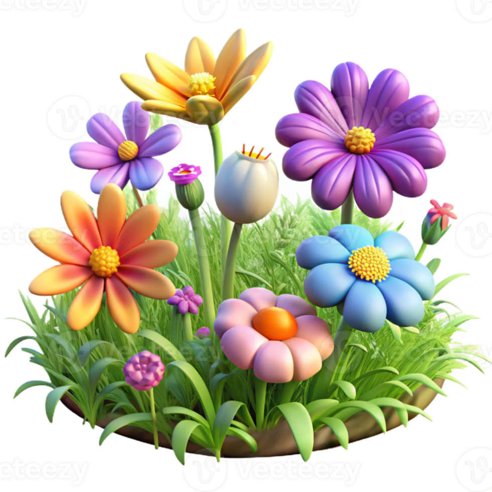 beautiful artistic Wildflower Meadow Colorful Bloom Isolated original png
