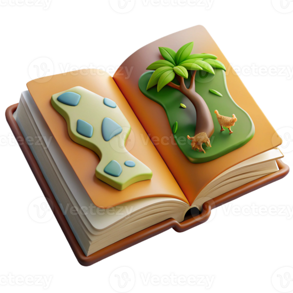 serene traditional Wildlife Conservation Book Open Page Cutout Transparent Background premium png
