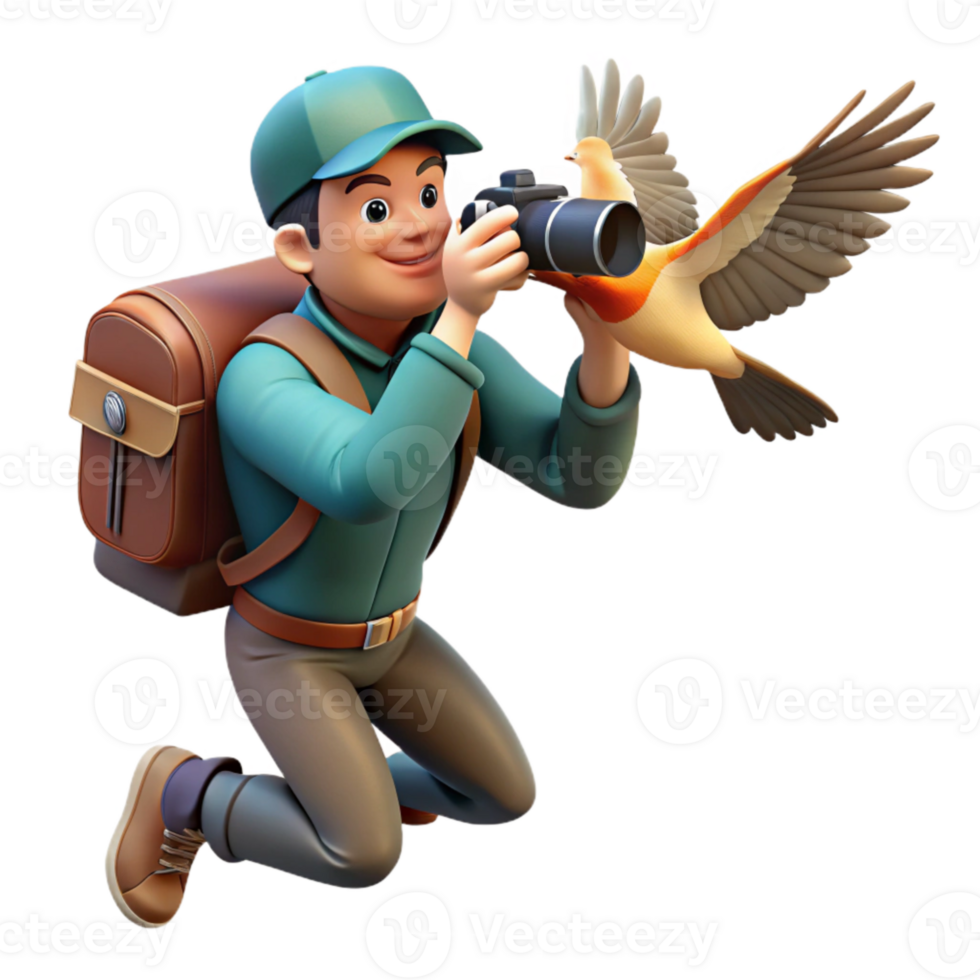 impressive contemporary Wildlife Photographer Capturing Bird in Flight Transparent Background genuine png
