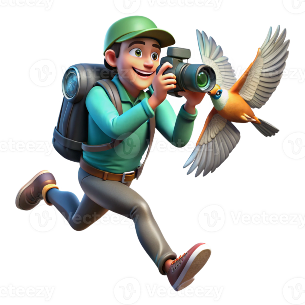 magnificent classic Wildlife Photographer Capturing Bird in Flight Transparent Background exclusive png