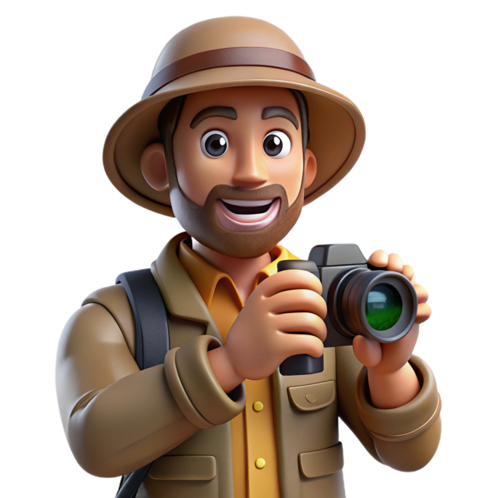 impressive abstract Wildlife Photographer with Camera Cutout png