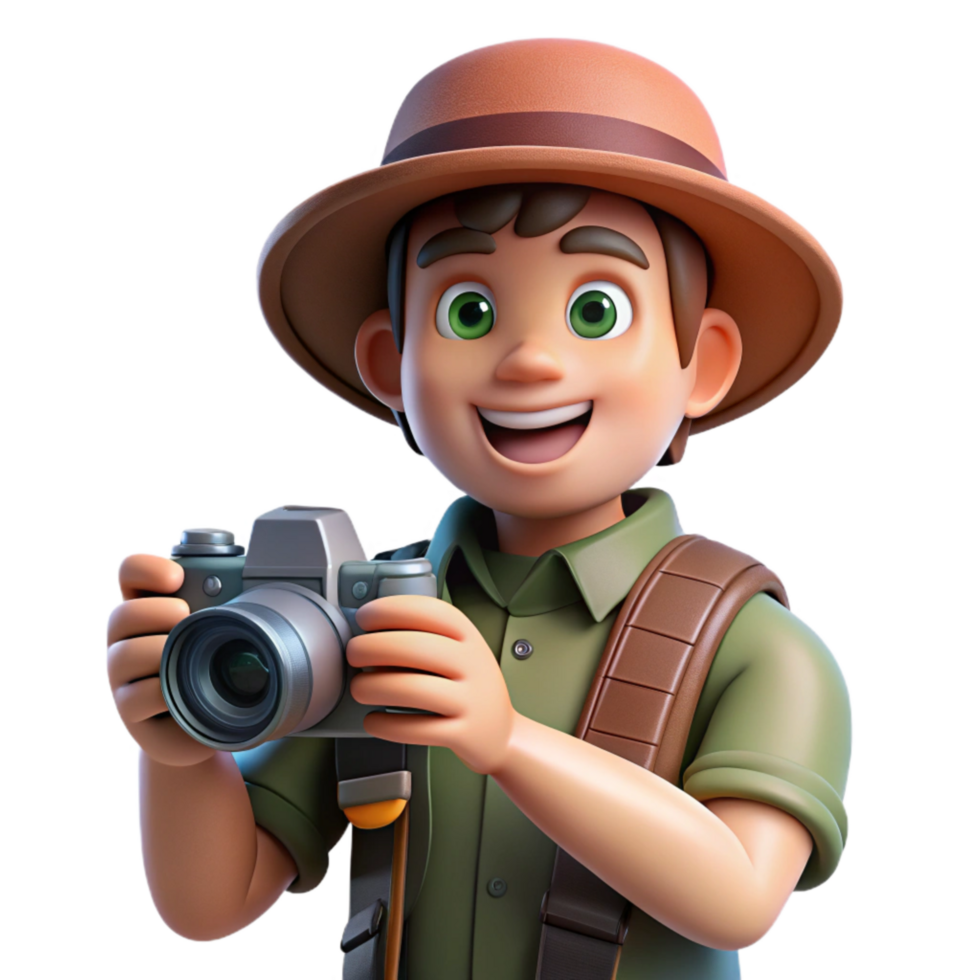 serene classic Wildlife Photographer with Camera Cutout professional png