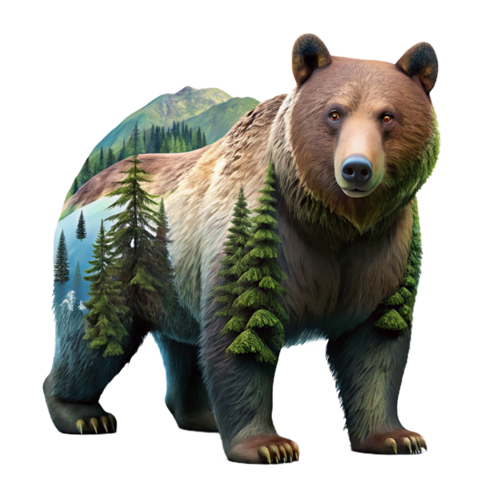 dramatic artistic Wildlife Photography with Bear in Forest Cutout exclusive png