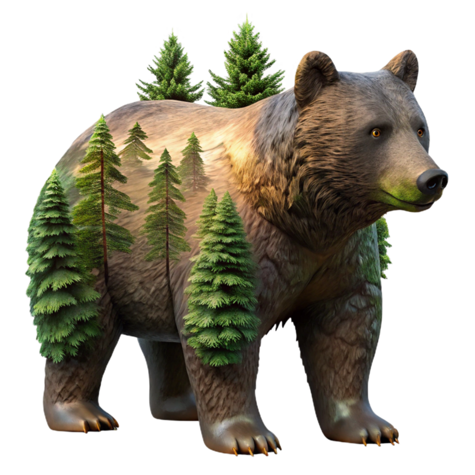 extraordinary abstract Wildlife Photography with Bear in Forest Cutout detailed png