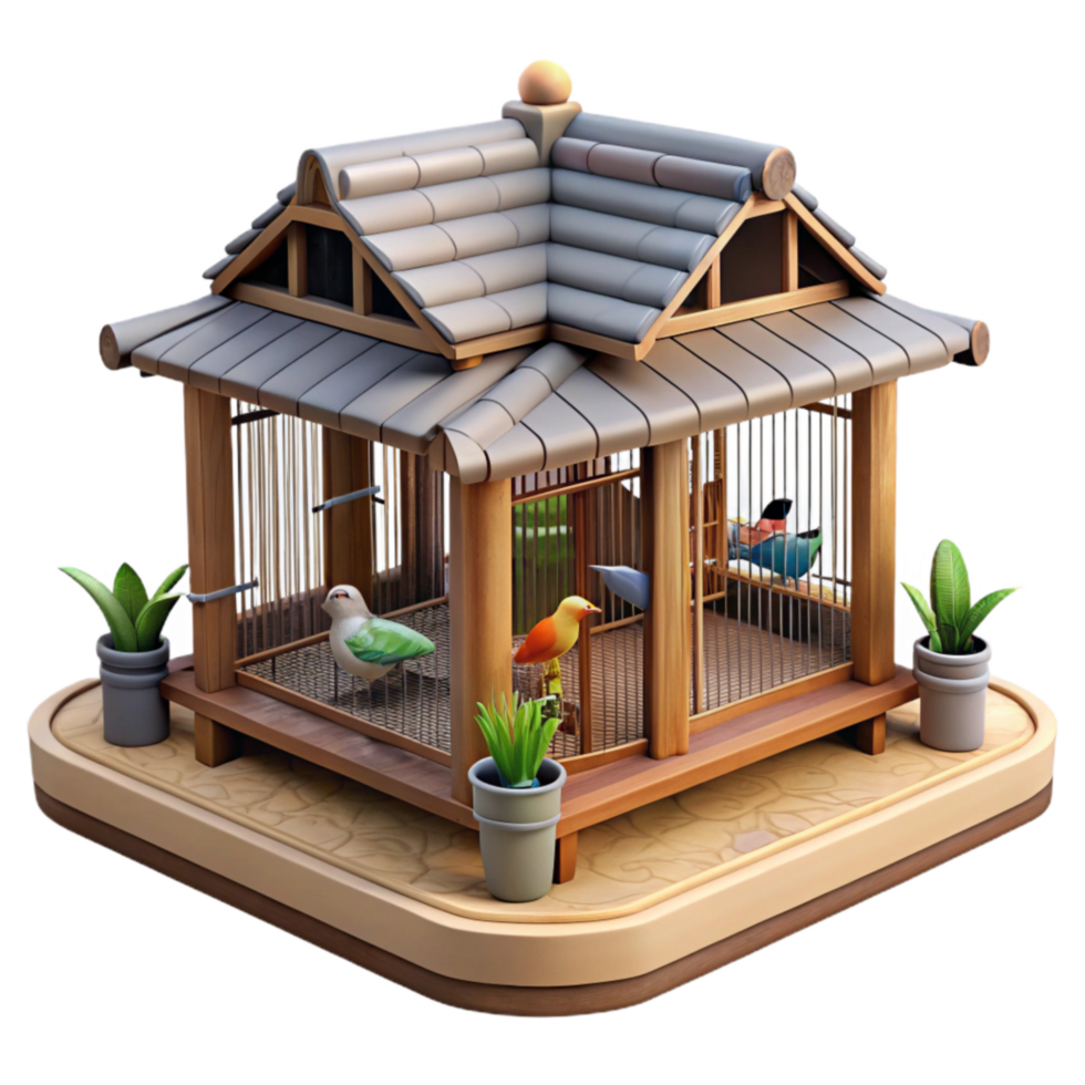 magnificent traditional Wildlife Rehab Aviary with Birds Cutout premium png