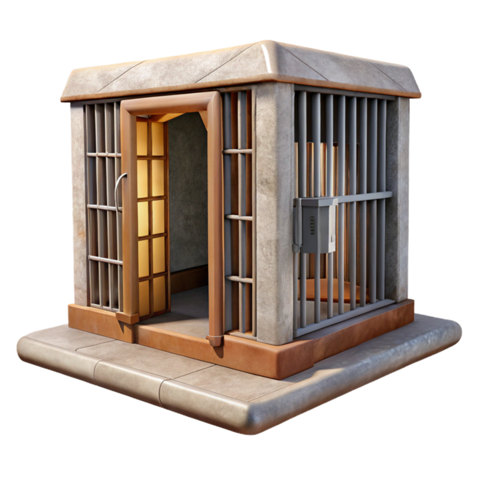 dramatic artistic Wildlife Rehab Cage Open Door Front View Isolated png