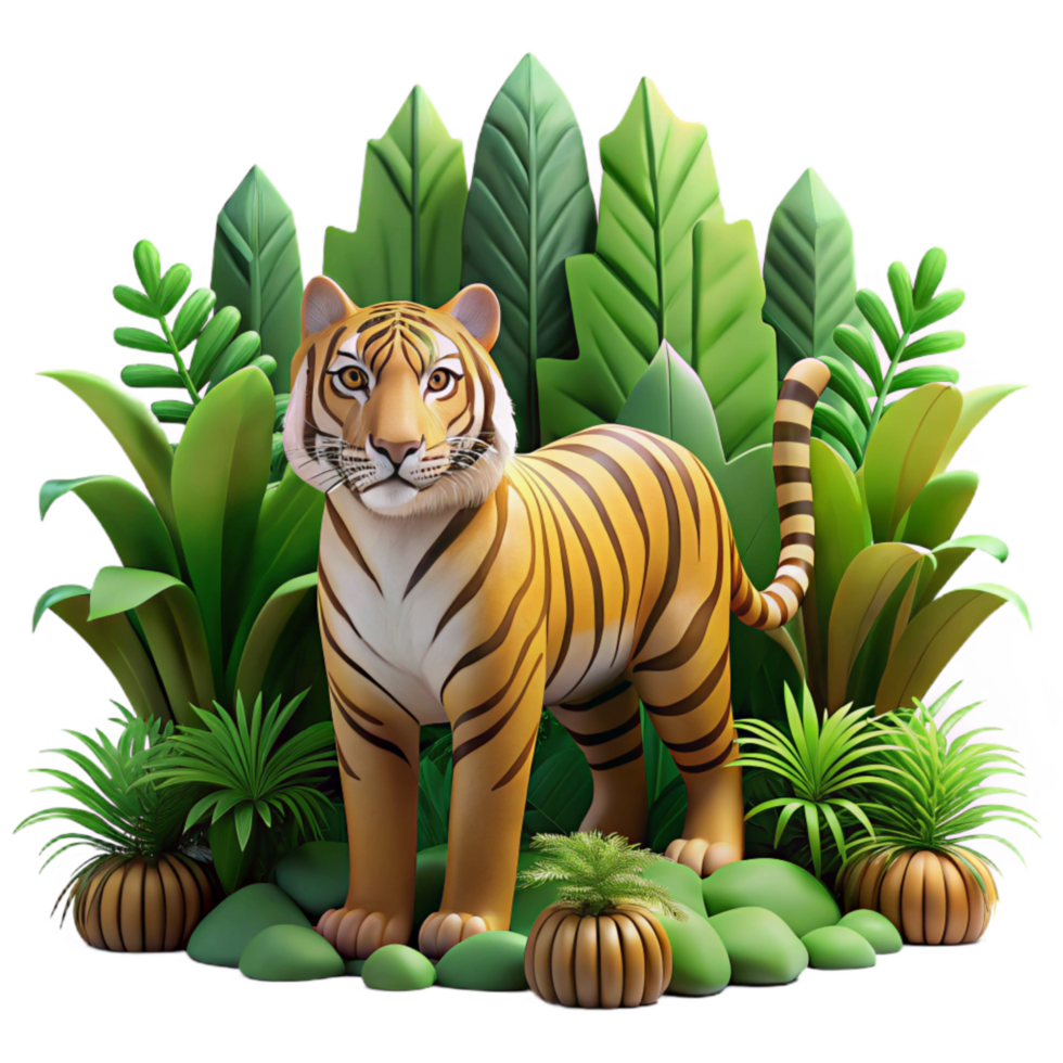 stunning minimalist Wildlife Photography with Tiger in Jungle Cutout detailed png