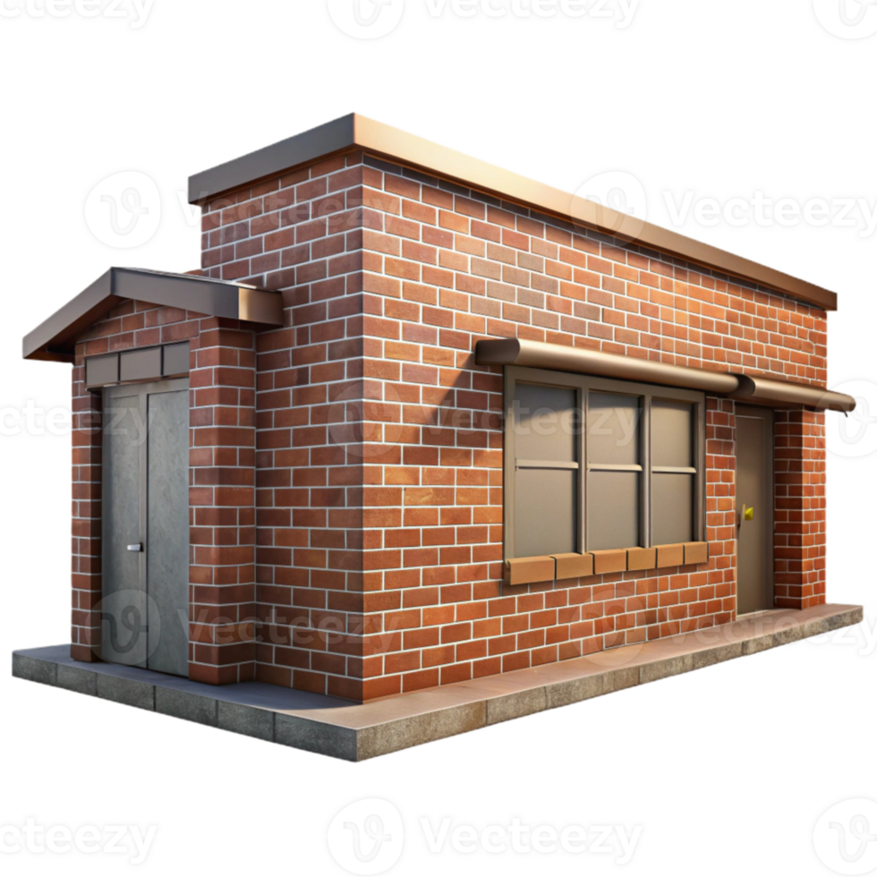 elegant modern Wildlife Rehabilitation Center Exterior Brick Wall Transparent Background high resolution png