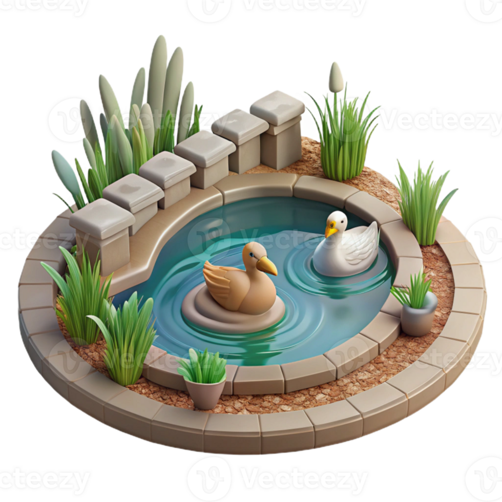 vibrant contemporary Wildlife Rehab Pond with Ducks Cutout exclusive png