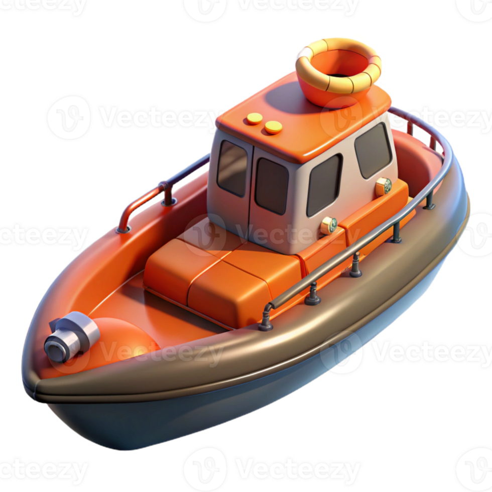 wonderful abstract Wildlife Rescue Boat on Water Isolated detailed png