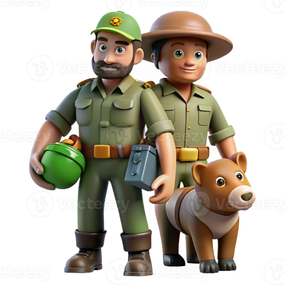vibrant rustic Wildlife Rescue Team in Action Isolated professional png