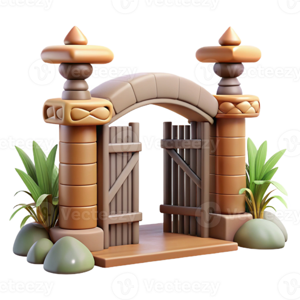 elegant artistic Wildlife Sanctuary Gate Open View Isolated professional png
