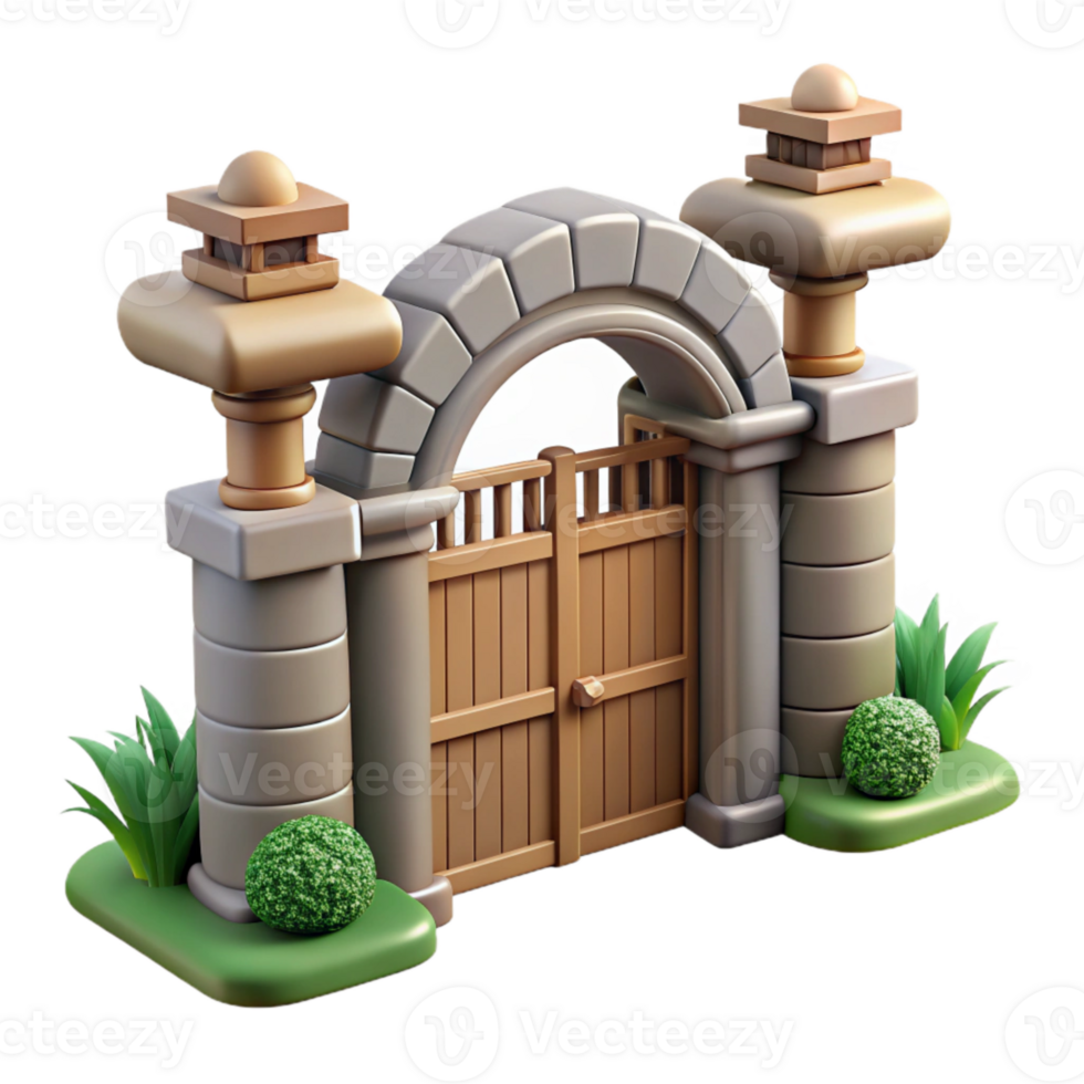 elegant abstract Wildlife Sanctuary Gate Open View Isolated premium png