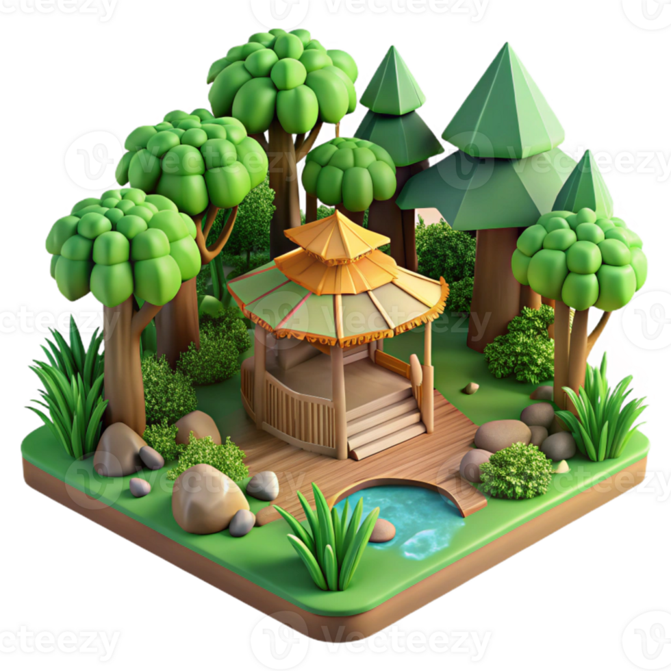 serene modern Wildlife Sanctuary Forest Lush Greenery Transparent Background premium png