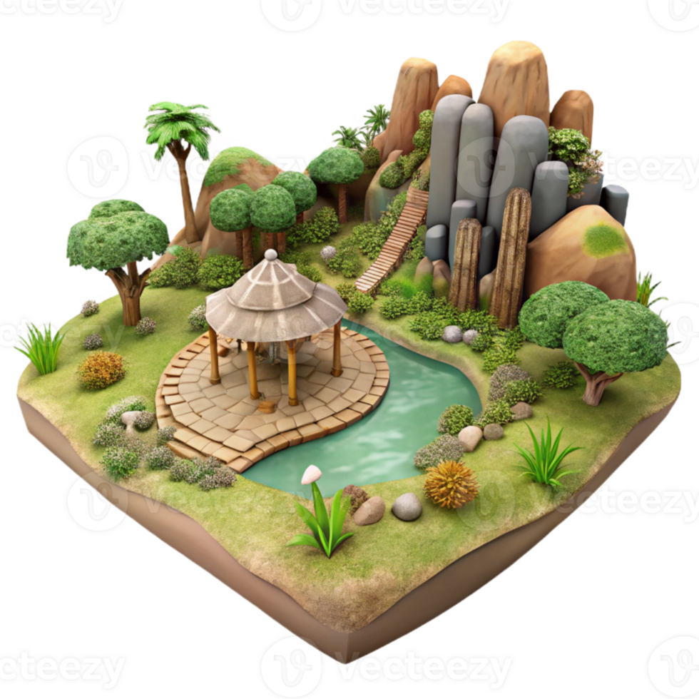 wonderful traditional Wildlife Sanctuary Landscape Panorama Transparent Background high quality png