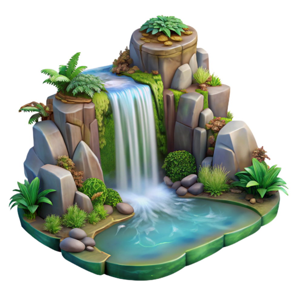 wonderful creative Wildlife Sanctuary Waterfall Scenic View Transparent Background high resolution png