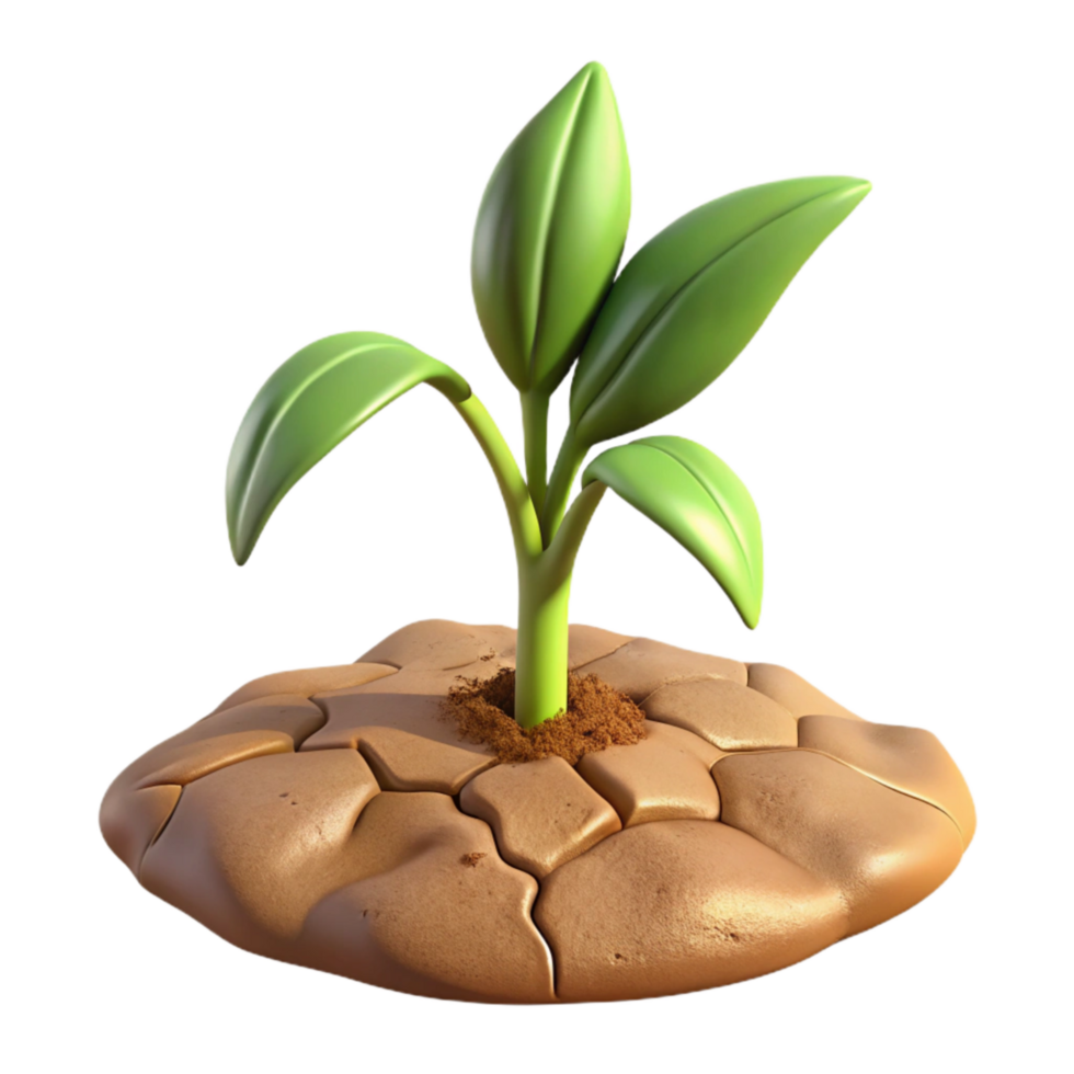 serene classic Wilted Plant with Dry Soil Isolated authentic png