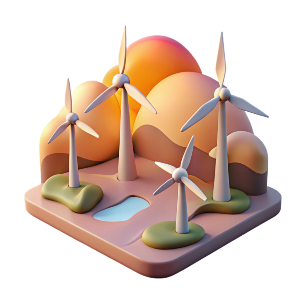 magnificent rustic Wind Farm Landscape Sunset View Cutout Element high resolution png