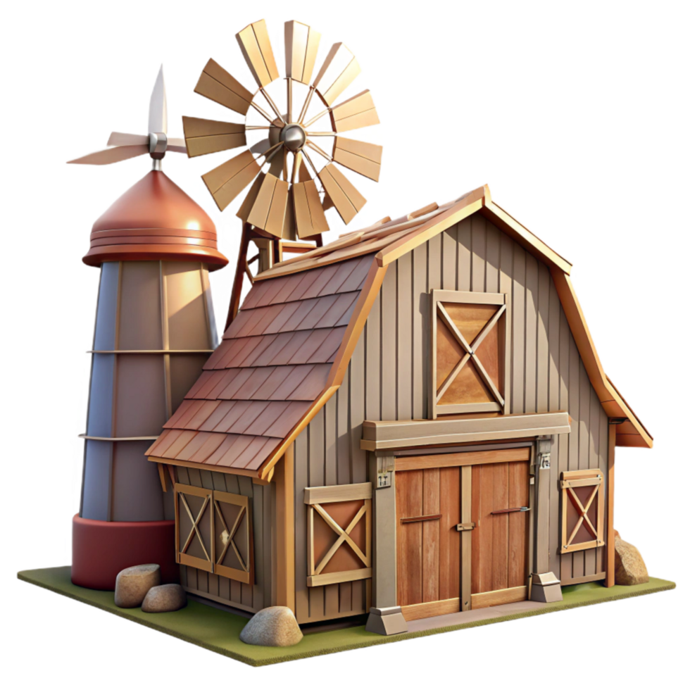 magnificent creative Windmill and Barn Isolated exclusive png