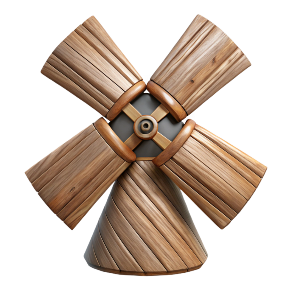 vibrant vintage Windmill Blades Isolated Wooden Texture detailed png