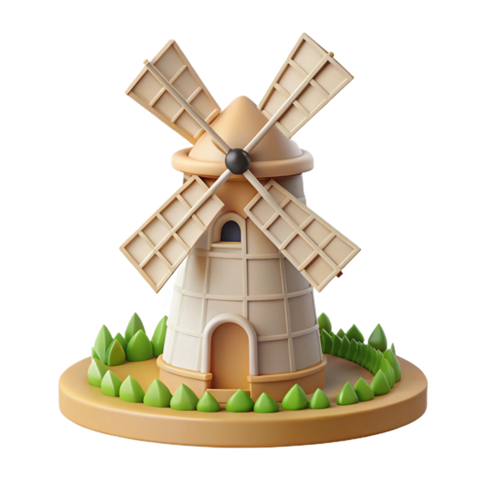 magnificent creative Windmill in a Field Transparent Background detailed png