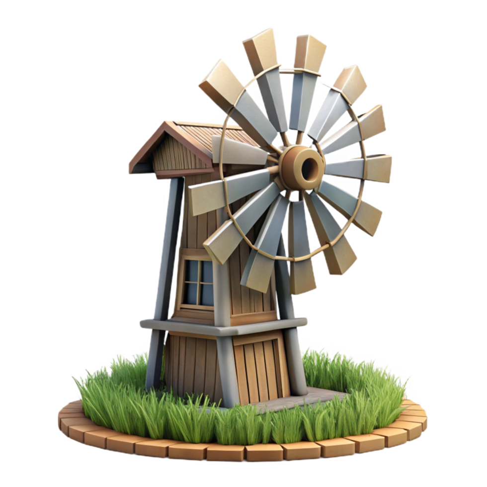 impressive modern Windmill in Field Side View Isolated premium png
