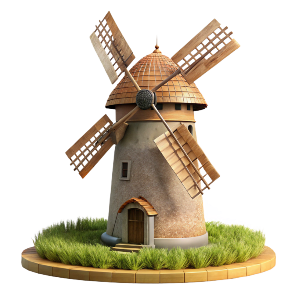 wonderful traditional Windmill in a Field Transparent Background png