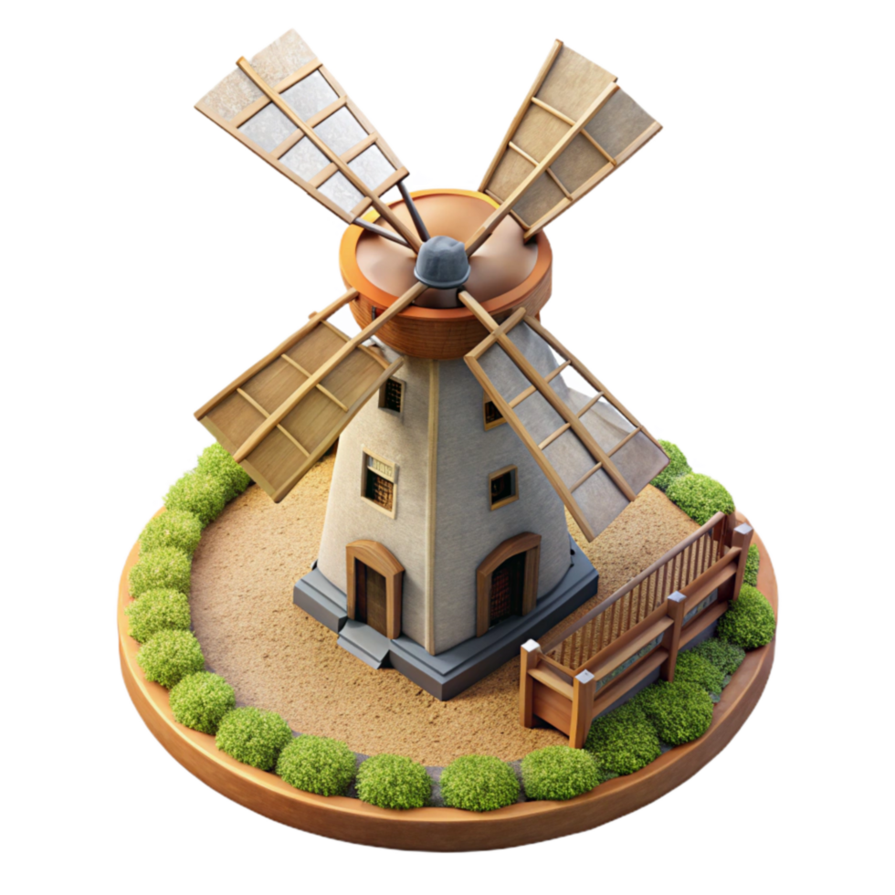 dramatic abstract Windmill in Field Top View Transparent Background authentic png