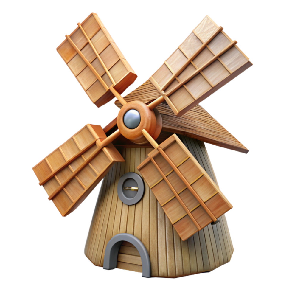 impressive classic Windmill Transparent Background Wooden Blades high quality png