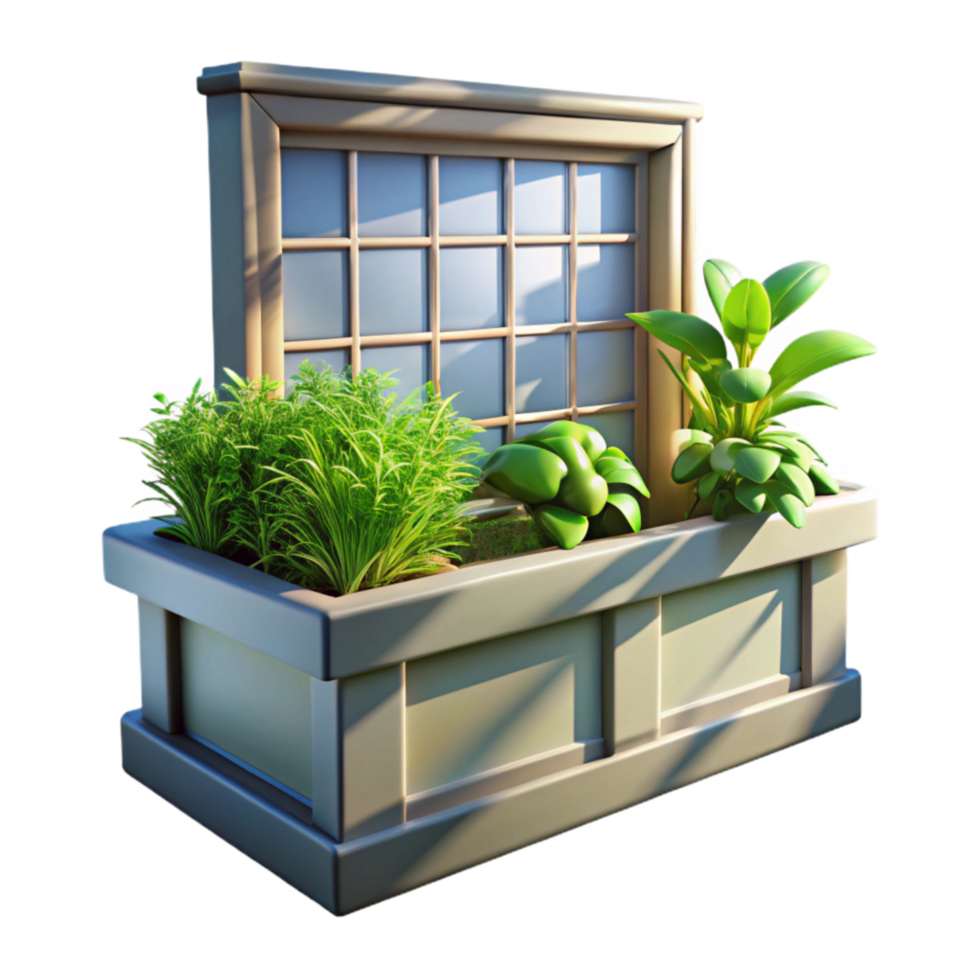 impressive artistic Window Box Herb Garden Cutout Bright Sunlight high resolution png