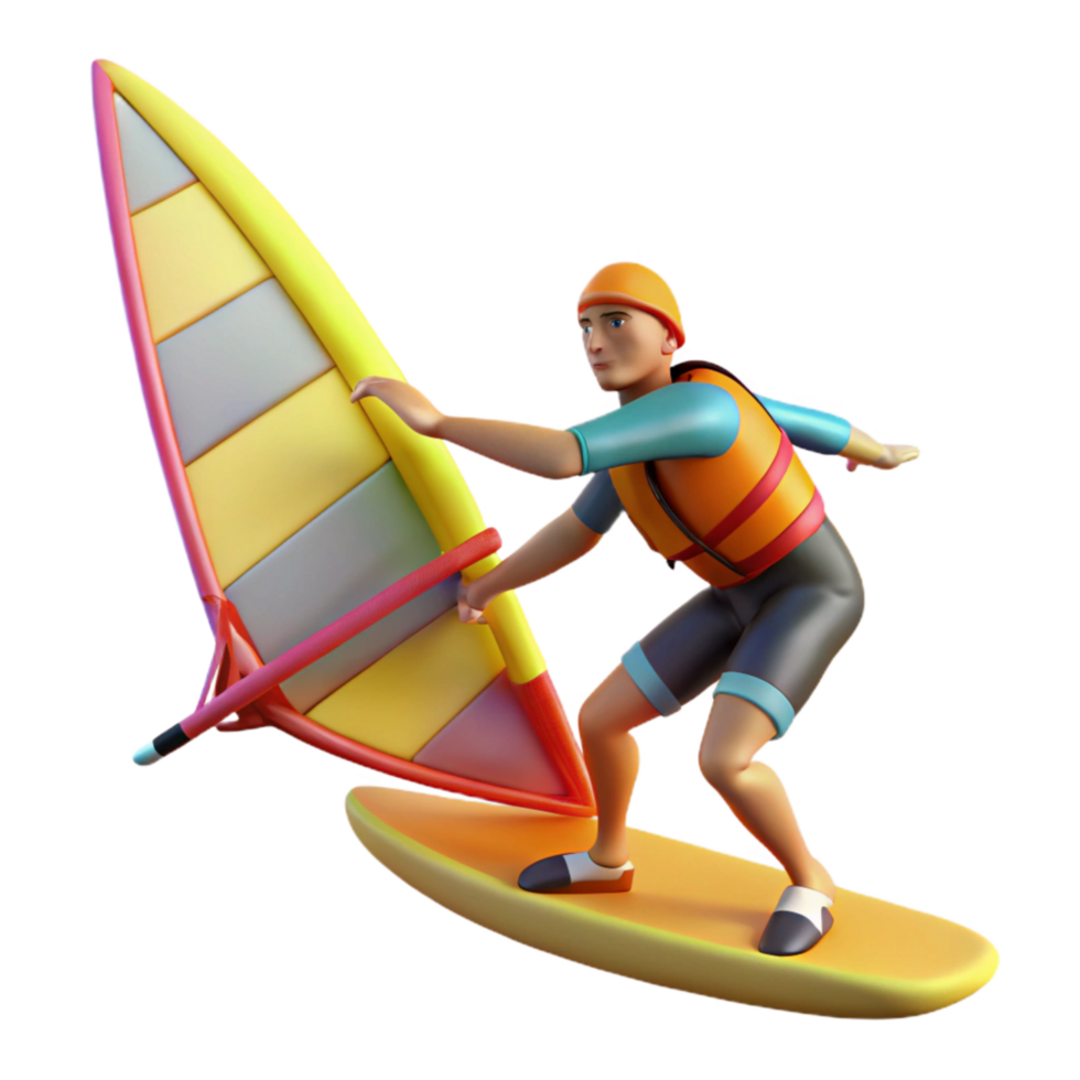 impressive traditional Windsurfer Action Pose Dynamic Angle Isolated original png
