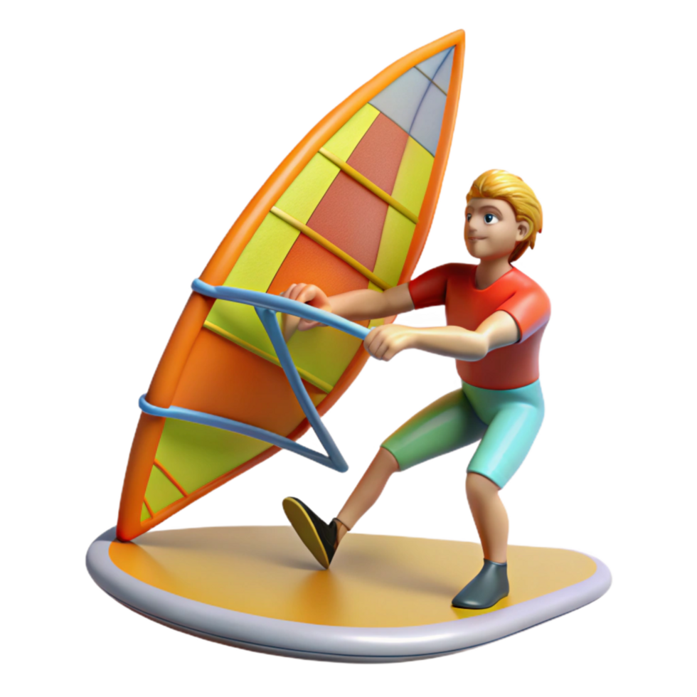 wonderful classic Windsurfer Action Pose Dynamic Angle Isolated genuine png