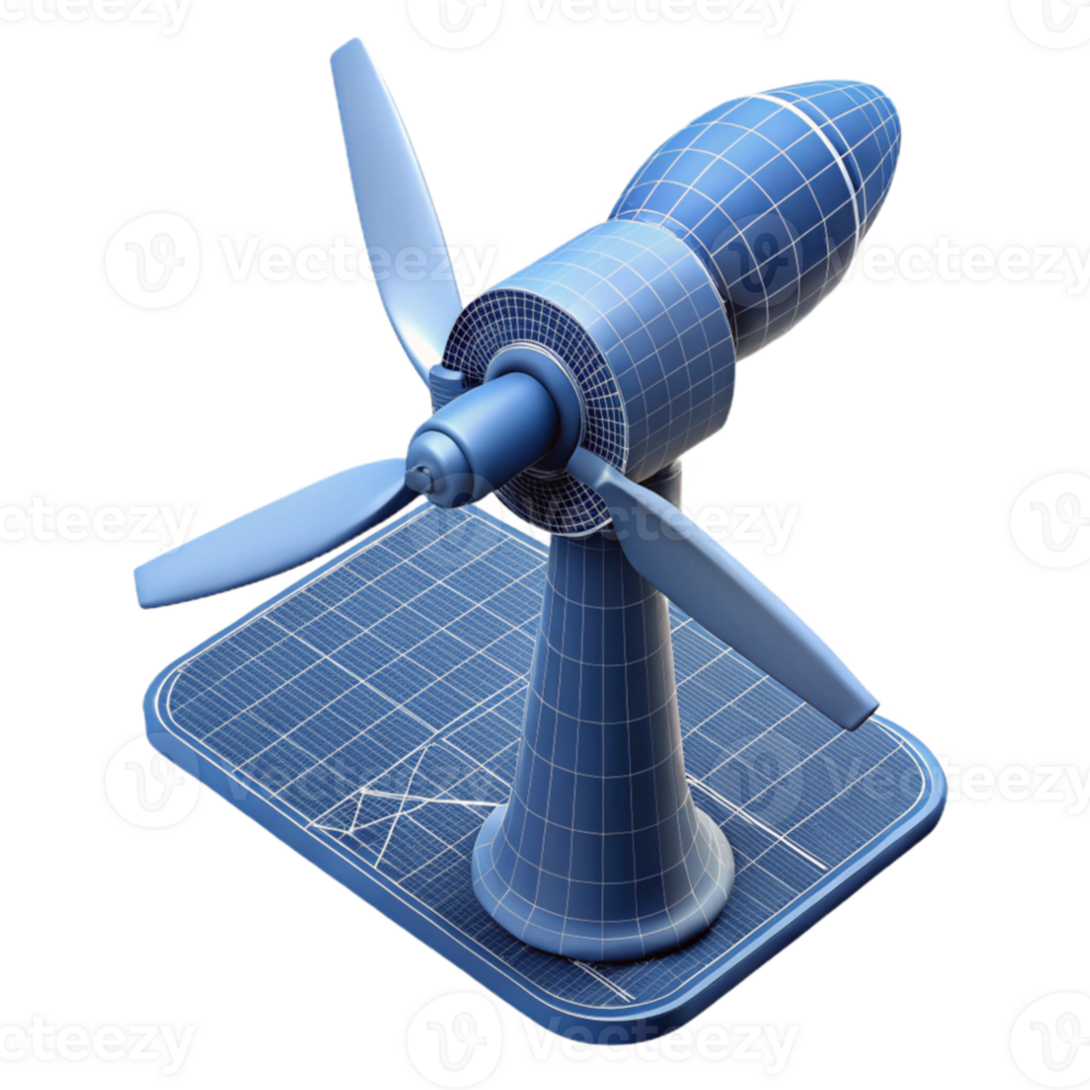 elegant classic Wind Turbine Blueprint Design Cutout authentic png