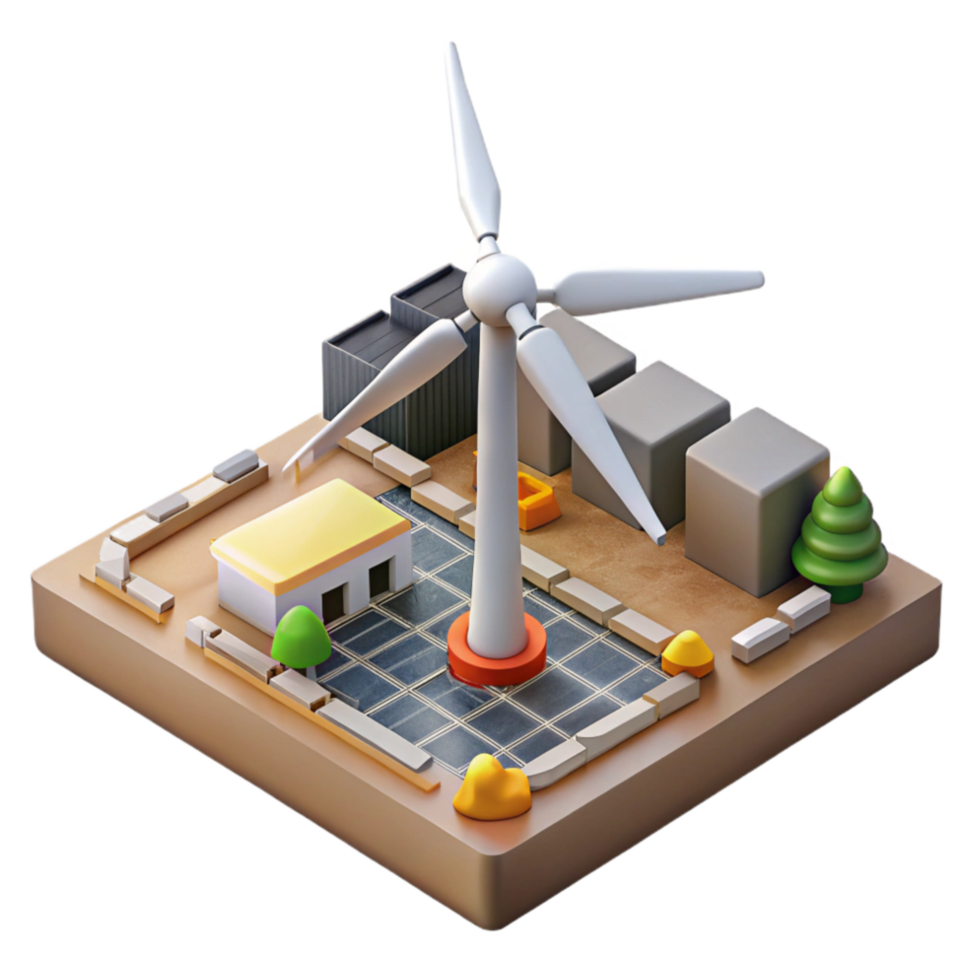 stunning creative Wind Turbine Construction Site Aerial View Transparent Background exclusive png