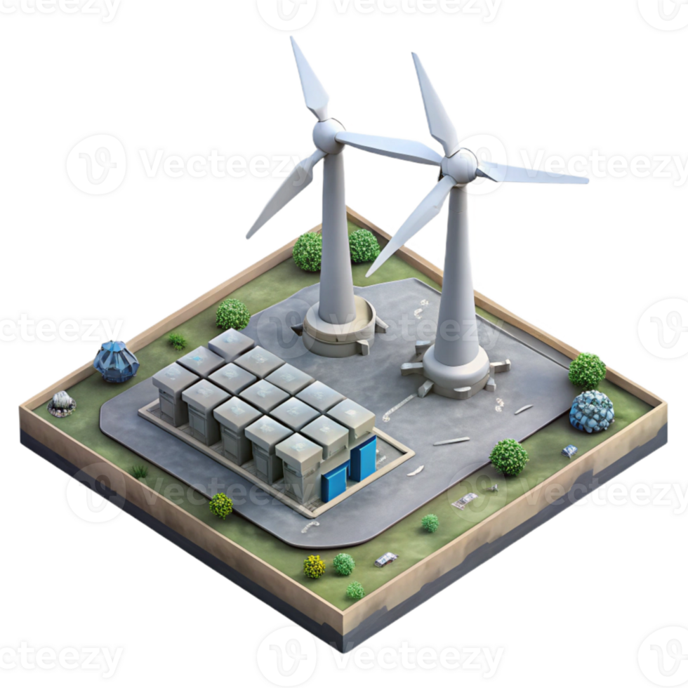 dramatic creative Wind Turbine Farm Aerial View Isolated original png