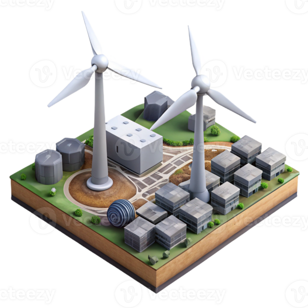 wonderful artistic Wind Turbine Farm Aerial View Isolated genuine png