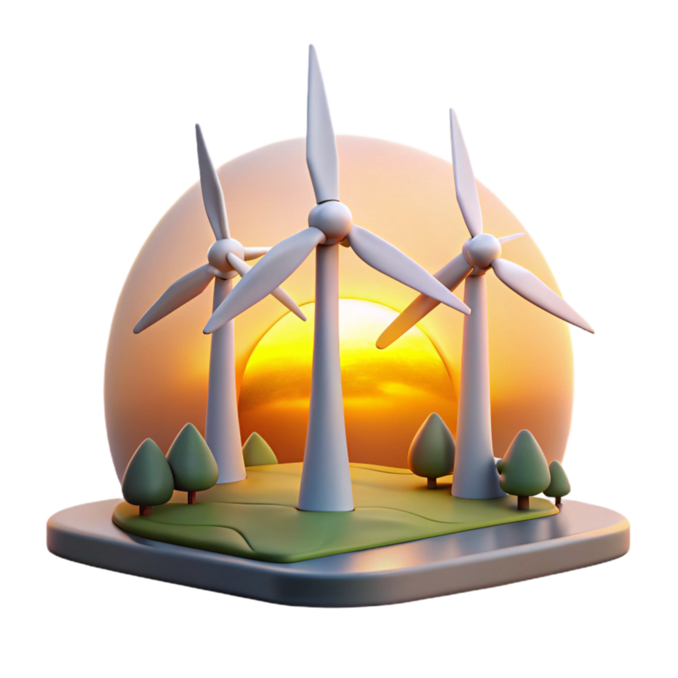 wonderful creative Wind Turbine Farm at Night Cutout png