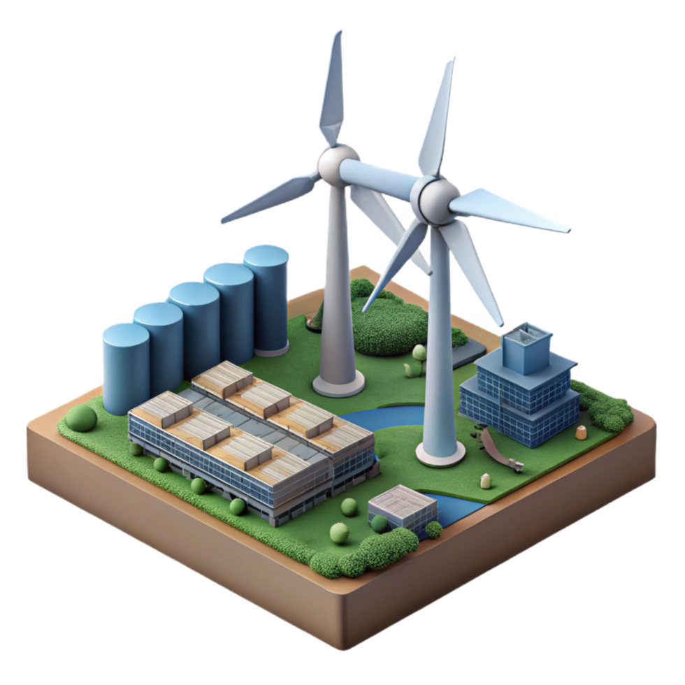 beautiful rustic Wind Turbine Farm Aerial View Isolated original png