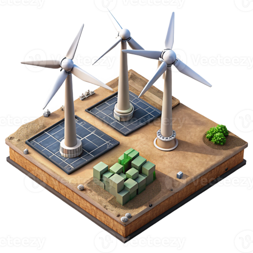 impressive traditional Wind Turbine Farm Aerial View Isolated png