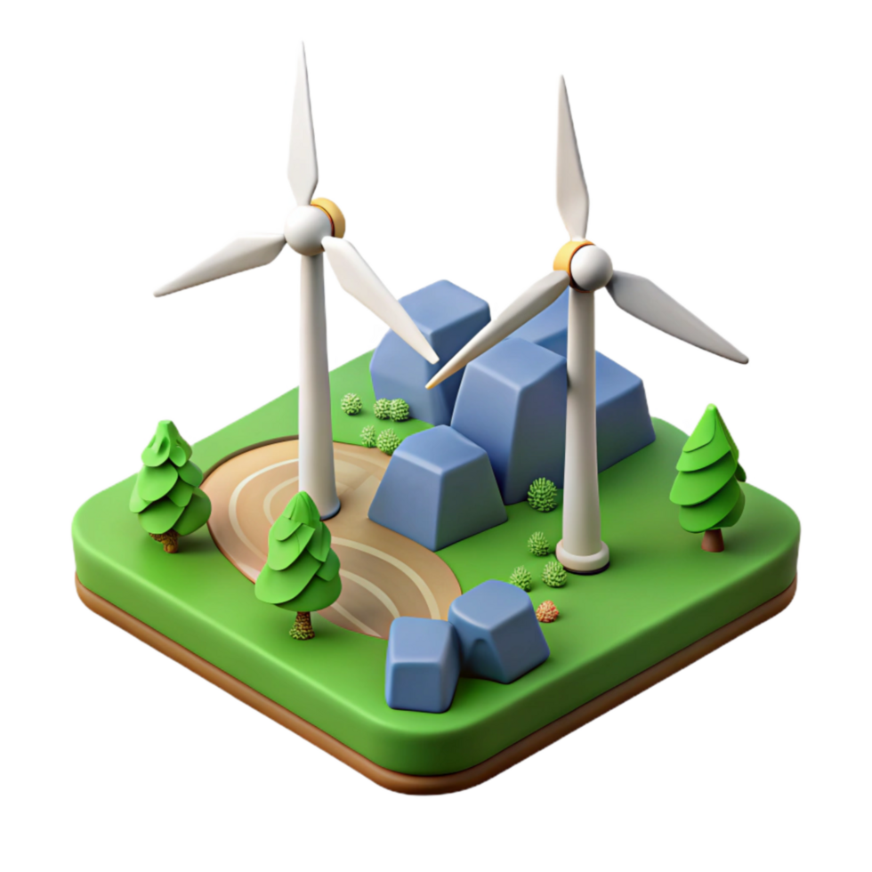 beautiful creative Wind Turbine Farm Landscape View Cutout genuine png